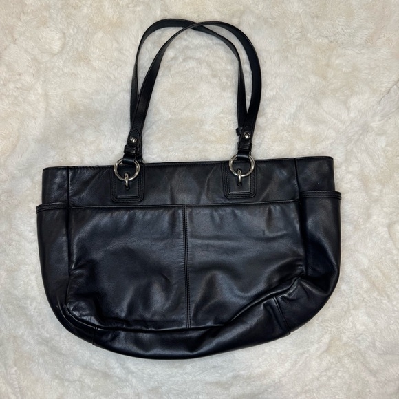 COACH Gallery Black Smooth Leather East West Tote Bag F19252 - Picture 6 of 9